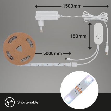 Brilo - LED RGBW dimbar remsa MUSIC 6,65m LED/18W/230V Wi-Fi Tuya + fjärrkontroll