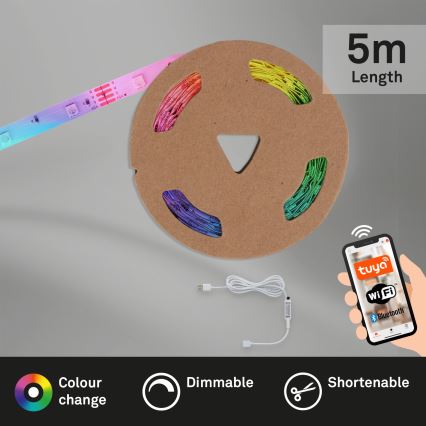 Brilo - LED RGBW dimbar remsa MUSIC 6,6m LED/7,5W/USB Wi-Fi Tuya