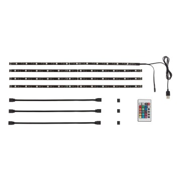 Brilo - LED RGBW dimbar remsa diameter TV 3m LED/2,5W/USB + fjärrkontroll