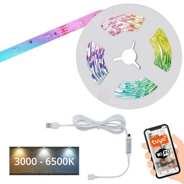 Brilo - LED RGBW dimbar remsa MUSIC 6,6m LED/7,5W/USB Wi-Fi Tuya