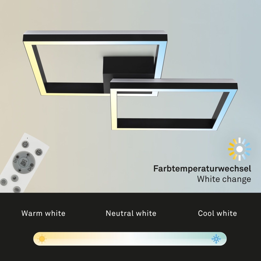 Brilo - LED RGBW Ljusreglerad fäst ljuskrona FRAME 2xLED/17W/230V 2700-6500K + fjärrkontroll