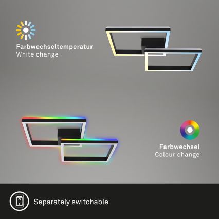 Brilo - LED RGBW Ljusreglerad fäst ljuskrona FRAME 2xLED/17W/230V 2700-6500K + fjärrkontroll