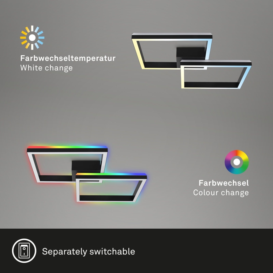Brilo - LED RGBW Ljusreglerad fäst ljuskrona FRAME 2xLED/17W/230V 2700-6500K + fjärrkontroll