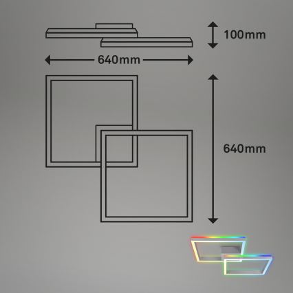 Brilo - LED RGBW Ljusreglerad fäst ljuskrona FRAME 2xLED/17W/230V 2700-6500K + fjärrkontroll