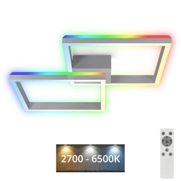 Brilo - LED RGBW Ljusreglerad fäst ljuskrona FRAME 2xLED/17W/230V 2700-6500K + fjärrkontroll