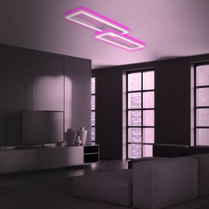 Brilo - LED RGBW Ljusreglerad fäst ljuskrona FRAME 2xLED/21W/230V 2700-6500K + fjärrkontroll