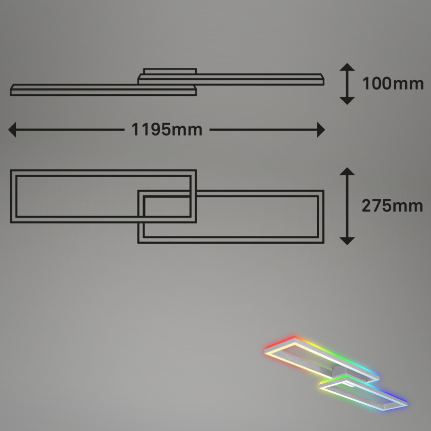 Brilo - LED RGBW Ljusreglerad fäst ljuskrona FRAME 2xLED/21W/230V 2700-6500K + fjärrkontroll