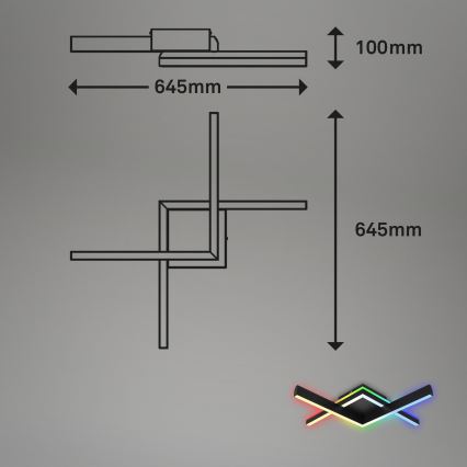 Brilo - LED RGBW Ljusreglerad fäst ljuskrona FRAME 2xLED/9W/230V 2700-6500K + fjärrkontroll