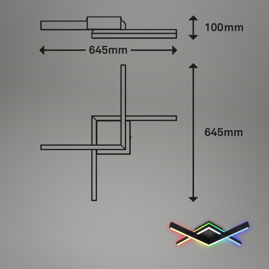 Brilo - LED RGBW Ljusreglerad fäst ljuskrona FRAME 2xLED/9W/230V 2700-6500K + fjärrkontroll