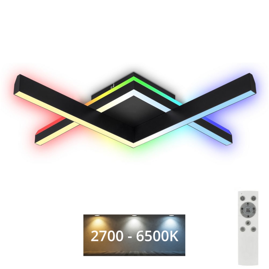 Brilo - LED RGBW Ljusreglerad fäst ljuskrona FRAME 2xLED/9W/230V 2700-6500K + fjärrkontroll