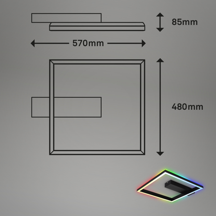 Brilo - LED RGBW Ljusreglerad fäst ljuskrona FRAME LED/18W/230V 2700-6500K + fjärrkontroll