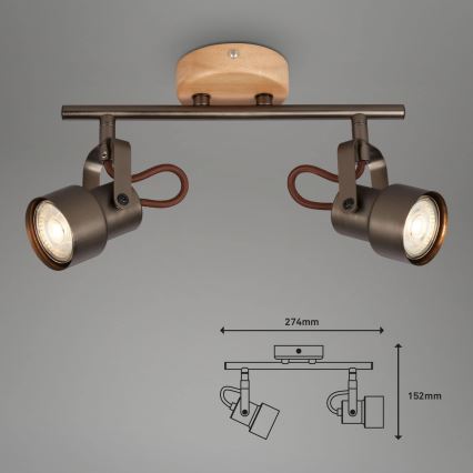 Brilo - LED-spot TAHUN 2xGU10/5W/230V brun