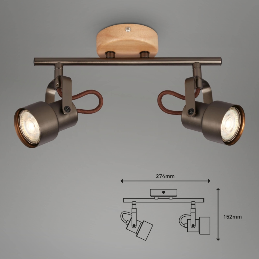 Brilo - LED-spot TAHUN 2xGU10/5W/230V brun