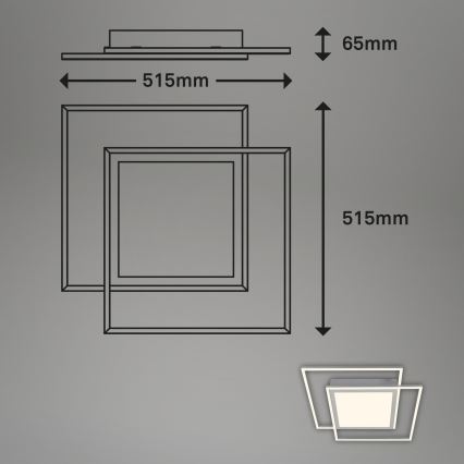 Brilo - LED-taklampa 2xLED/16W/230V + LED/19W 51,5x51,5 cm matt krom