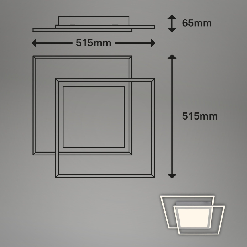 Brilo - LED-taklampa 2xLED/16W/230V + LED/19W 51,5x51,5 cm matt krom