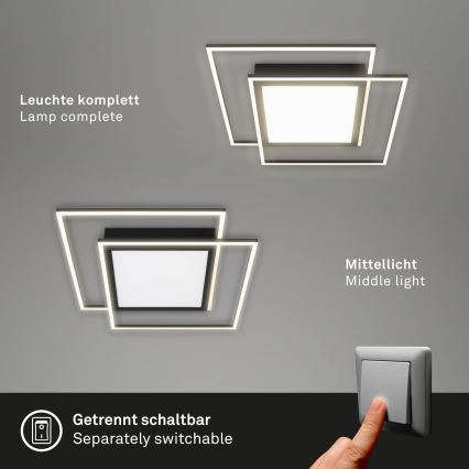 Brilo - LED taklampa 2xLED/16W/230V + LED/19W 51,5x51,5 cm svart