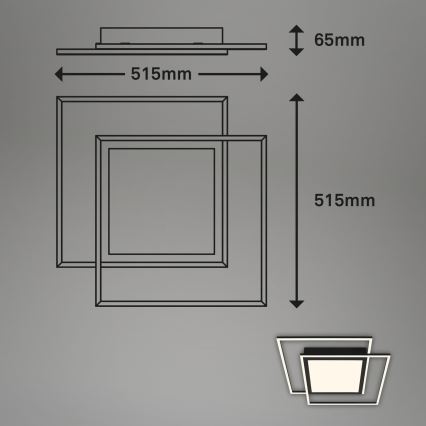 Brilo - LED taklampa 2xLED/16W/230V + LED/19W 51,5x51,5 cm svart