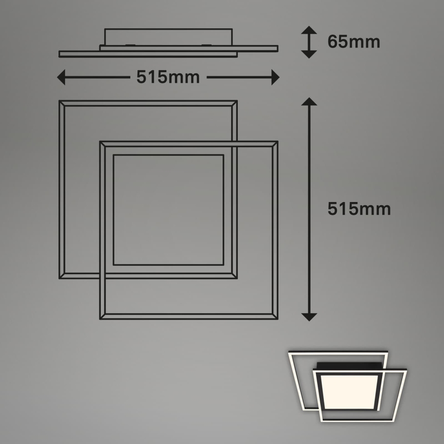 Brilo - LED taklampa 2xLED/16W/230V + LED/19W 51,5x51,5 cm svart