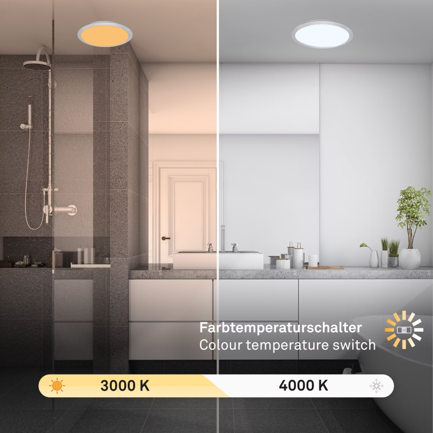 Brilo - LED badrumsplafond CTS LED/21W/230V 3000/4000K IP44 Ø 37 cm mattkrom
