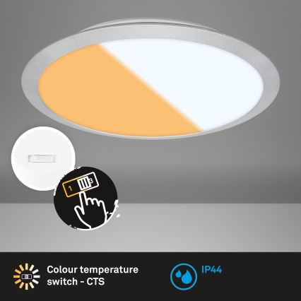 Brilo - LED badrumsplafond CTS LED/21W/230V 3000/4000K IP44 Ø 37 cm mattkrom