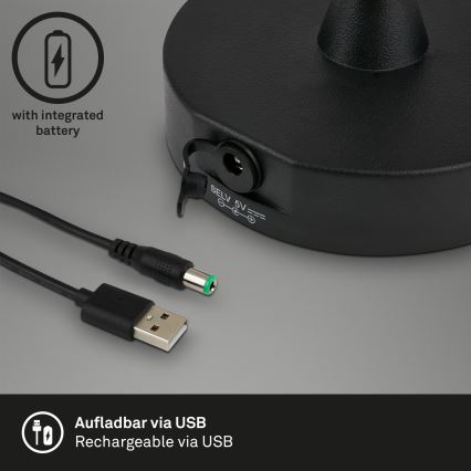 Brilo - LED Utomhus ljusreglerad uppladdningsbar lampa LED/3W/5V IP44 2000 mAh