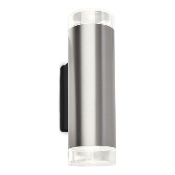 Brilo - LED vägglampa för utomhusbruk 2xGU10/4,7W/230V IP44 4000K matt krom
