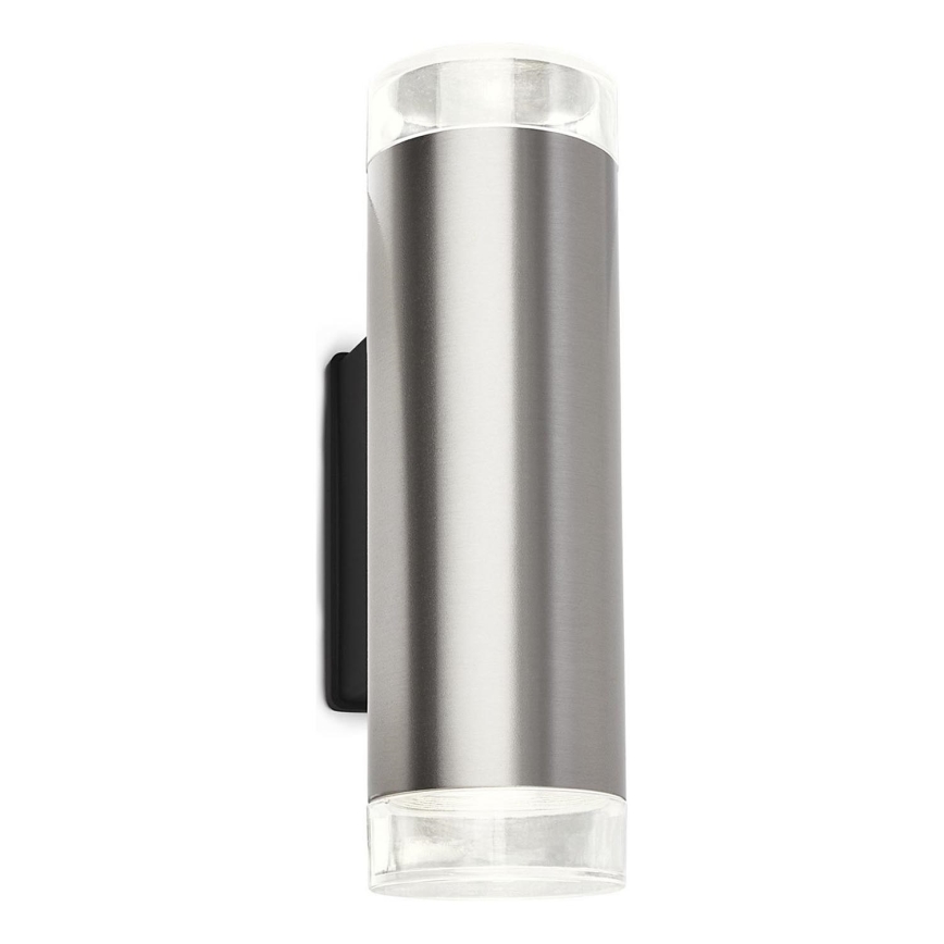 Brilo - LED vägglampa för utomhusbruk 2xGU10/4,7W/230V IP44 4000K matt krom