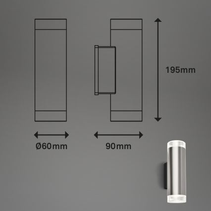 Brilo - LED vägglampa för utomhusbruk 2xGU10/4,7W/230V IP44 4000K matt krom