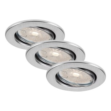 Brilo - Set om 3 dimbara infällda LED-spotlights för badrum DIMM LED/5,5W/230V IP23 mattkrom