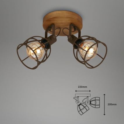 Brilo - Spotlight VINTAGE 2xE27/25W/230V brun