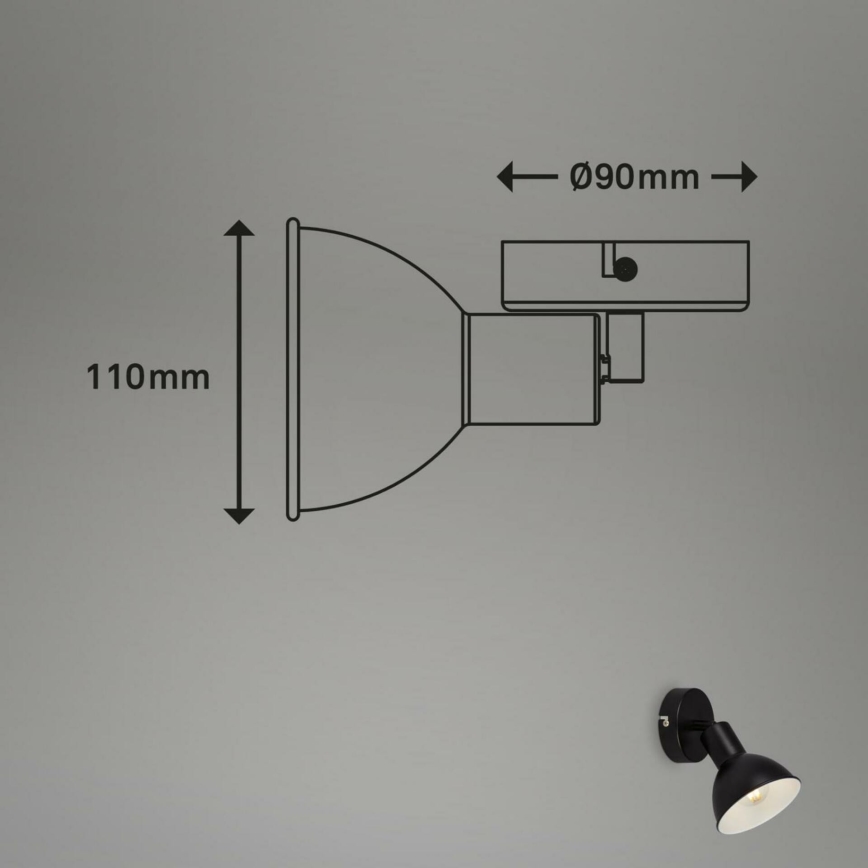 Brilo - Väggspotlight RETRO 1xE14/25W/230V svart
