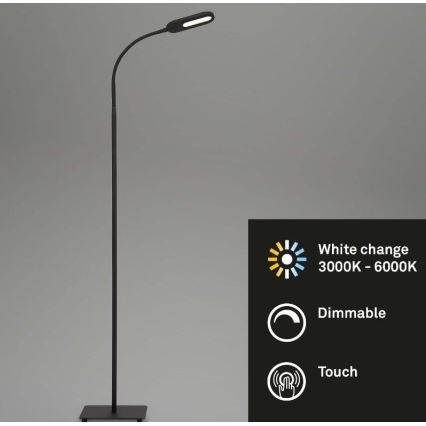 Briloner 1297-015 - LED Ljusreglerad flexibel golvlampa LED/6,6W/230V 3000K/4000K/6000K