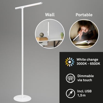 Briloner 1384-016 - LED Ljusreglerad beröring golvlampa 2i1 EVERYWHERE LED/2,3W/5V 2000 mAh