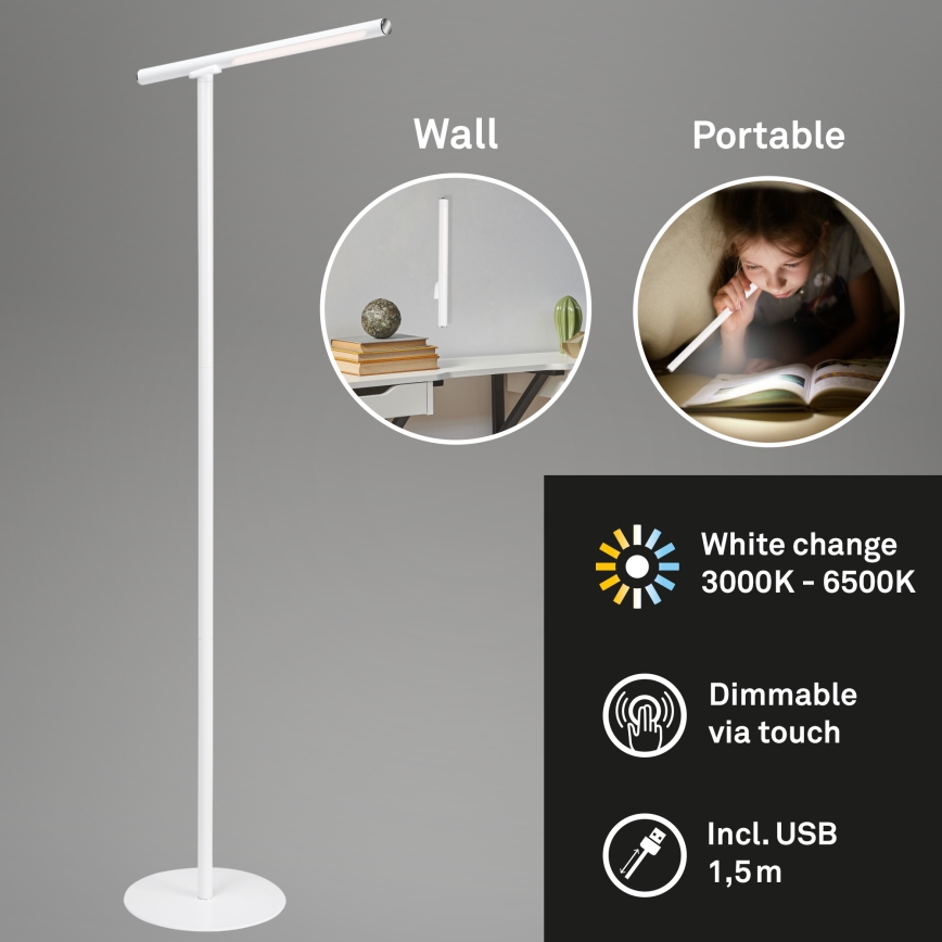 Briloner 1384-016 - LED Ljusreglerad beröring golvlampa 2i1 EVERYWHERE LED/2,3W/5V 2000 mAh