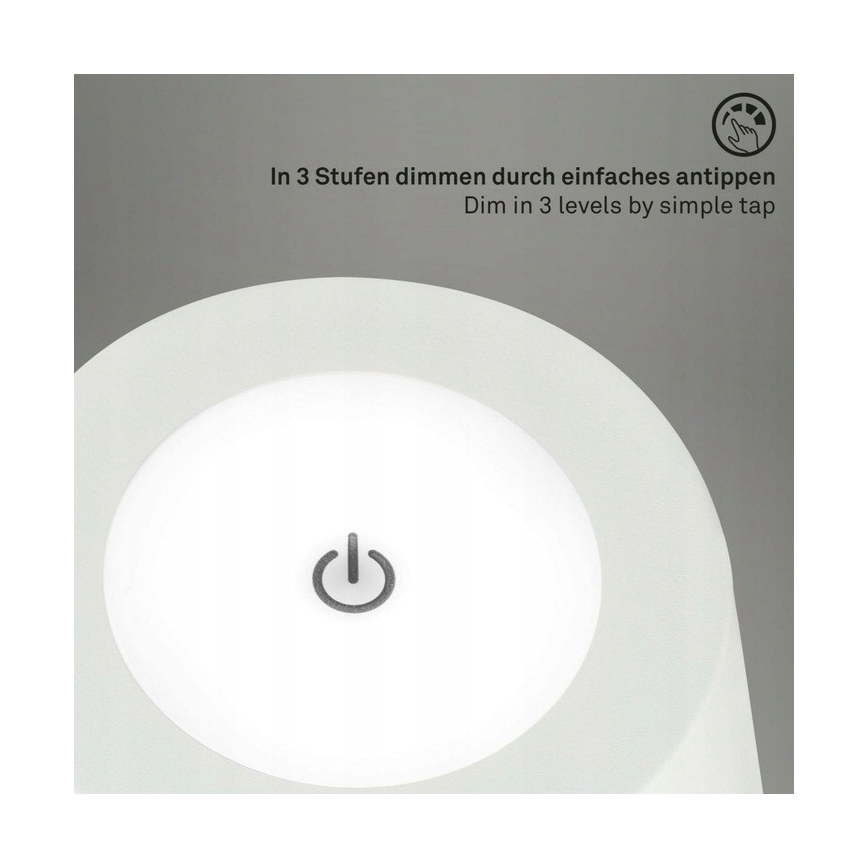 Briloner 1438016 - LED Ljusreglerad beröring golvlampa 3i1 LED/3,5W/5V IP44 3000K 38-130 cm vit