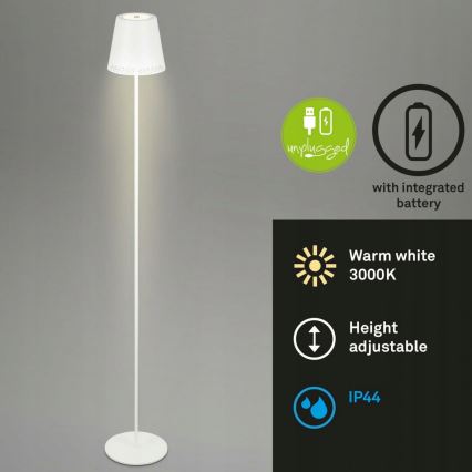 Briloner 1438016 - LED Ljusreglerad beröring golvlampa 3i1 LED/3,5W/5V IP44 3000K 38-130 cm vit