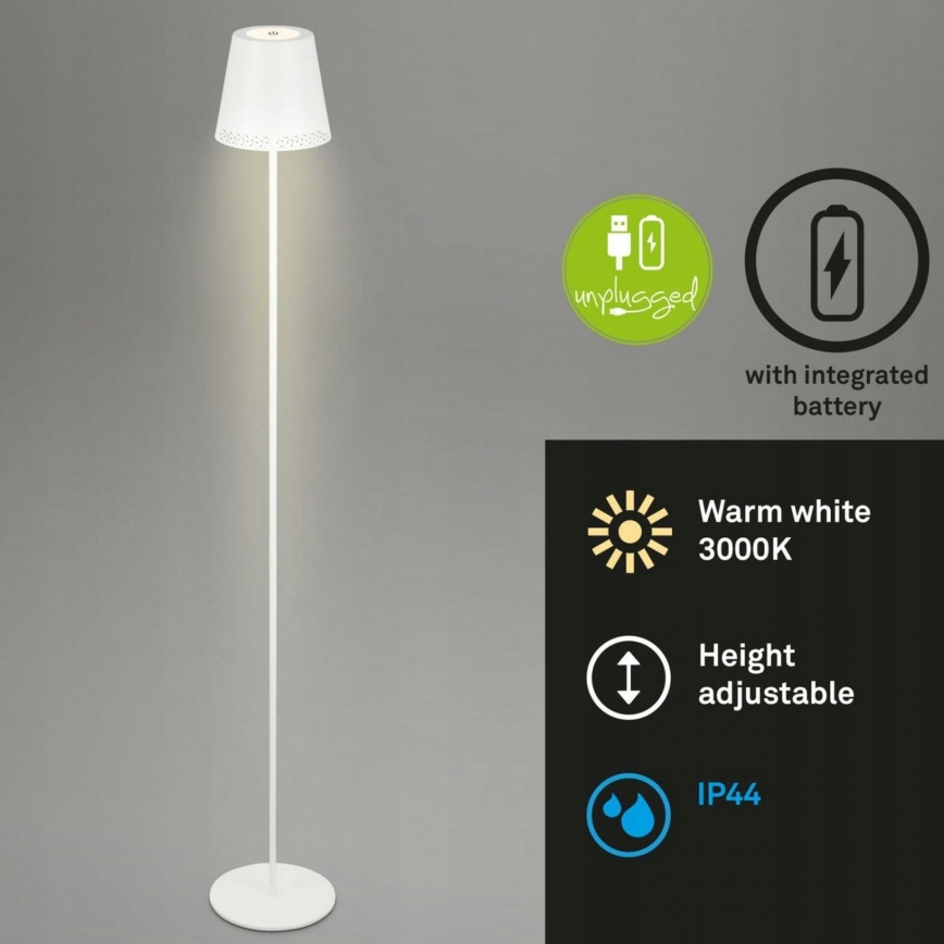 Briloner 1438016 - LED Ljusreglerad beröring golvlampa 3i1 LED/3,5W/5V IP44 3000K 38-130 cm vit
