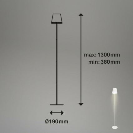 Briloner 1438016 - LED Ljusreglerad beröring golvlampa 3i1 LED/3,5W/5V IP44 3000K 38-130 cm vit