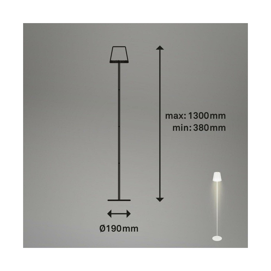 Briloner 1438016 - LED Ljusreglerad beröring golvlampa 3i1 LED/3,5W/5V IP44 3000K 38-130 cm vit