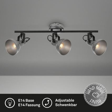 Briloner 2049-034 - Spotlight RETRO 3xE14/40W/230V grå