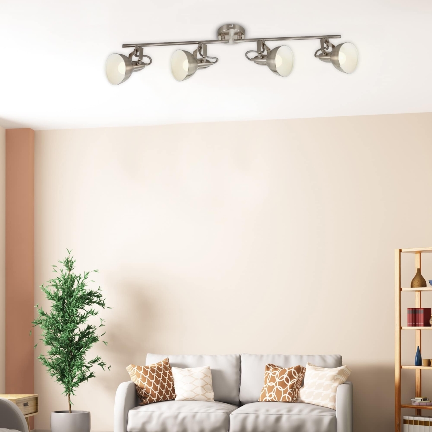 Briloner 2049-042 - Takspot 4xE14/40W/230V, silverfärgad