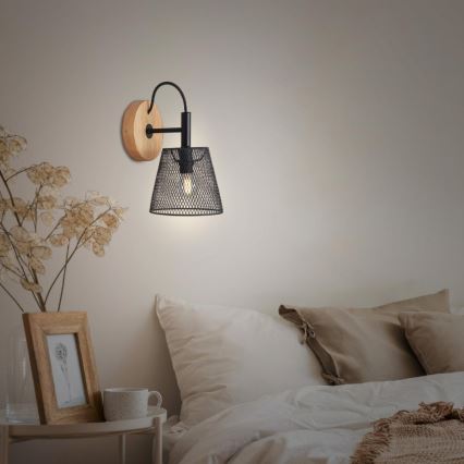 Briloner 2077-015 - Vägglampa WOOD & STYLE 1xE14/25W/230V gummiträd