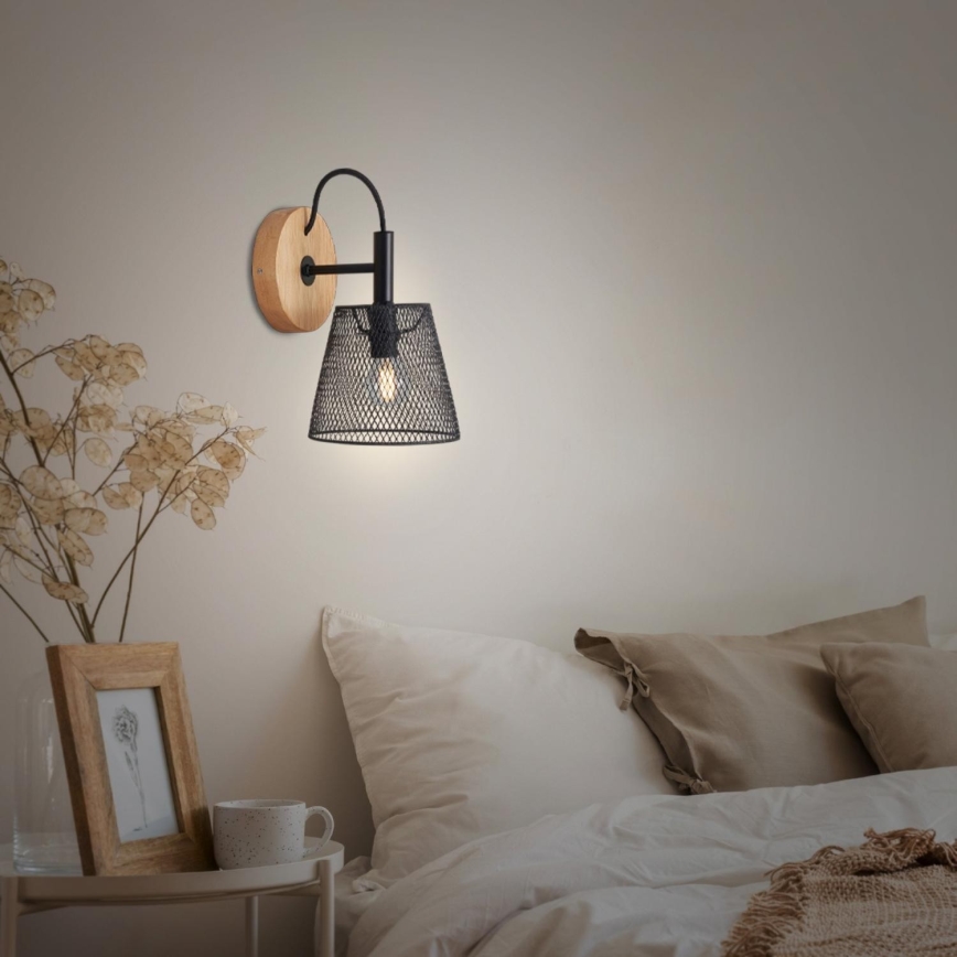 Briloner 2077-015 - Vägglampa WOOD & STYLE 1xE14/25W/230V gummiträd