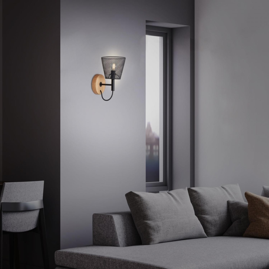 Briloner 2077-015 - Vägglampa WOOD & STYLE 1xE14/25W/230V gummiträd