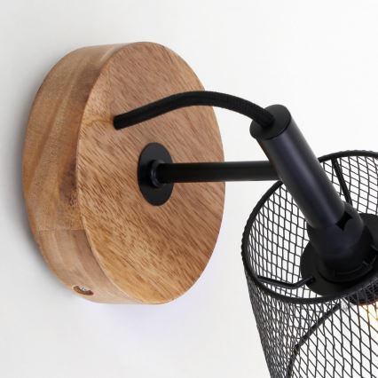 Briloner 2077-015 - Vägglampa WOOD & STYLE 1xE14/25W/230V gummiträd