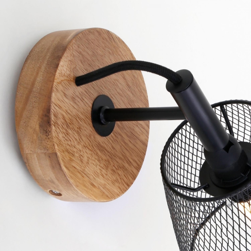 Briloner 2077-015 - Vägglampa WOOD & STYLE 1xE14/25W/230V gummiträd