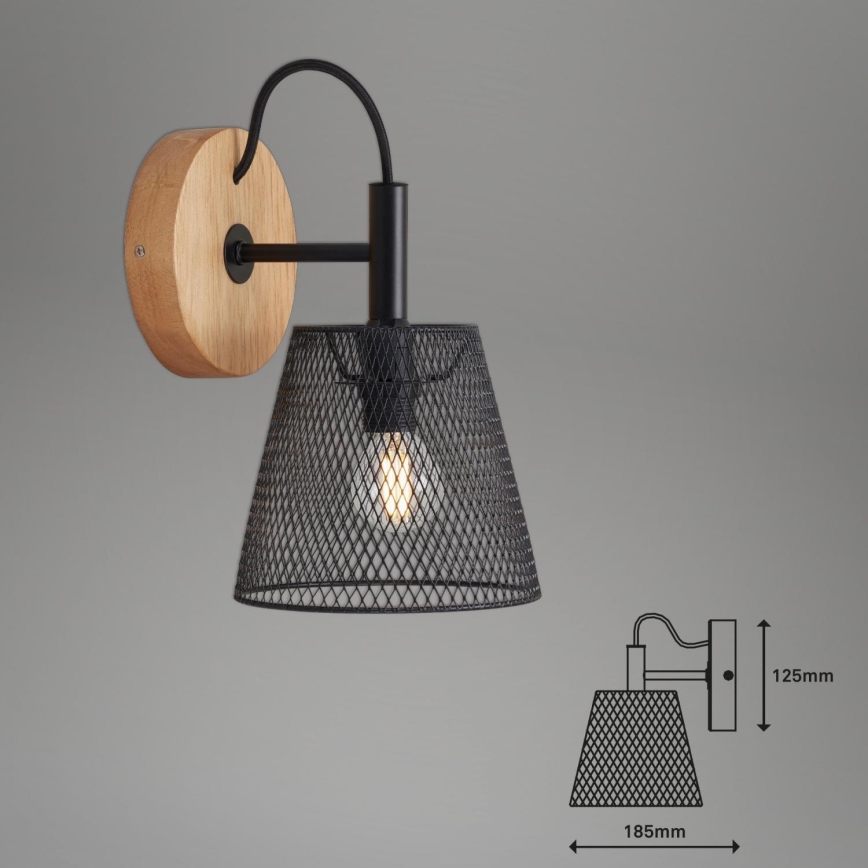 Briloner 2077-015 - Vägglampa WOOD & STYLE 1xE14/25W/230V gummiträd