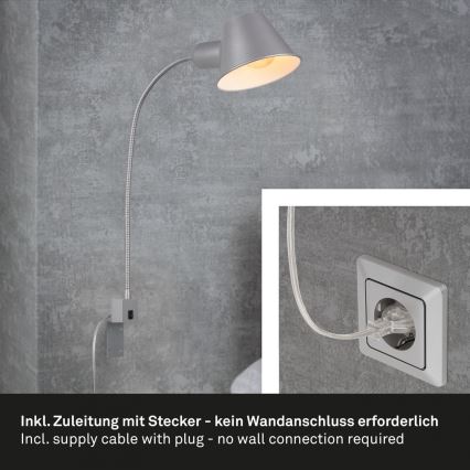 Briloner 2079-014 - Vägg flexible lampa 1xE27/10W/230V silver