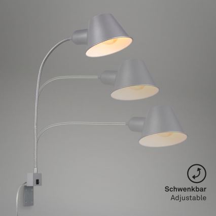 Briloner 2079-014 - Vägg flexible lampa 1xE27/10W/230V silver