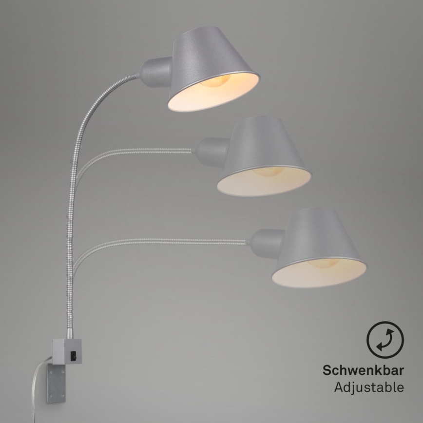 Briloner 2079-014 - Vägg flexible lampa 1xE27/10W/230V silver
